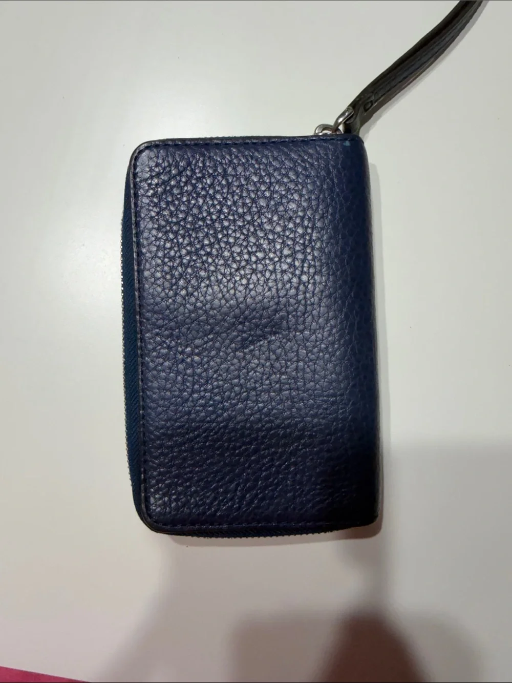 Marc by Marc Jacobs Navy Pebbled Leather Wrist Wallet with Silver Plate